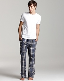 There's a certain satisfaction to dressing well even if just in the comfort of your own home. Relax in style with Burberry--this two piece pajama set makes sophisticated lounging an easy feat. There's a certain satisfaction to dressing well even if just in the comfort of your own home. Relax in style with Burberry--this two piece pajama set makes sophisticated lounging an easy feat.