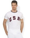 Celebrate Team USA's participation in the London 2012 Olympic Games with vintage style in this old-school custom-fit ringer T-shirt accented with a sewn USA and Polo patches.