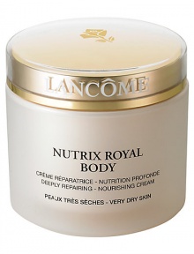 Nurture very dry skin back to supple softness. Rescue your skin from serious dryness. Instantly relieve uncomfortable tightness and smooth the roughness caused by extreme dehydration. Repair the appearance of dry skin with Royal Lipidéum, a unique technology enriched with Royal Jelly that supplements skin's own natural lipids for intense hydration. Protect your body with renewed levels of moisture-trapping lipids. Skin feels insulated from the daily effects of climate and seasonal changes. Nurture very dry skin back to supple softness. Rescue your skin from serious dryness. Instantly relieve uncomfortable tightness and smooth the roughness caused by extreme dehydration. Repair the appearance of dry skin with Royal Lipidéum, a unique technology enriched with Royal Jelly that supplements skin's own natural lipids for intense hydration. Protect your body with renewed levels of moisture-trapping lipids. Skin feels insulated from the daily effects of climate and seasonal changes.