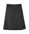 Classic and undeniably flirtatious, this chic A-Line mini-skirt is party-perfect - Wide waistband with belt loops, A-line silhouette, paneled, concealed side zip closure - Style with a sheer silk blouse, a boyfriend blazer, and high heel booties