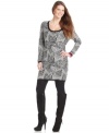 Be a style star this season in Belle Du Jour's printed plus size sweater dress-- it's a must-get!