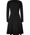 Classic and sophisticated, this Michael Kors swing dress adds understated appeal to your party style - Bateau neckline, long sleeves, fitted bodice, full skirt, concealed back zip closure - Wear with a slim trench, classic pumps, and a statement clutch