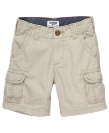 Bulk up on the basics. Cargo shorts from OshKosh go with anything to make putting together his warm-weather outfit a snap. Bulk up on the basics. Cargo shorts from OshKosh go with anything to make putting together his warm-weather outfit a snap.