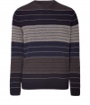 Fine sweater in grey-blue striped wool-camel hair blend - Classic, narrow cut with round neck and long sleeves - Favorite, versatile choice for everyday - Wear with jeans, cords or business pants -- solo or as a layering piece