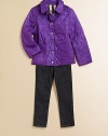 A vibrant outer shell and classic check lining lends timeless appeal to a cherished style.Shirt-style collarSnap-neck tabLong sleeves with turn-back cuffsShoulder epauletsSnap-front closureTwo front patch pocketsSnap-closure back hemFully linedNylonMachine washImported Please note: Number of snaps may vary depending on size ordered. 