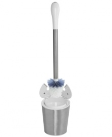 The sleek design and crafty construction of this Stainless Steel Toilet Brush allows you to keep it discretely stored, but always within reach. Includes a canister that automatically springs open when the brush is lifted and neatly stores it when not in use. The brush features a tapered head for deep cleaning under the rim and hard to reach places while the canister features ventilation slots so the brush can easily dry. The sleek design and crafty construction of this Stainless Steel Toilet Brush allows you to keep it discretely stored, but always within reach. Includes a canister that automatically springs open when the brush is lifted and neatly stores it when not in use. The brush features a tapered head for deep cleaning under the rim and hard to reach places while the canister features ventilation slots so the brush can easily dry.
