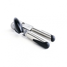 A manual can opener that's almost as effortless as an electric model. From OXO Basics, this ergonomic opener has oversized handles that absorb pressure while you squeeze and a large knob that's easy to turn. The sharp cutting blade is made of sturdy, high-carbon steel. Includes bottle cap opener. A manual can opener that's almost as effortless as an electric model. From OXO Basics, this ergonomic opener has oversized handles that absorb pressure while you squeeze and a large knob that's easy to turn. The sharp cutting blade is made of sturdy, high-carbon steel. Includes bottle cap opener.