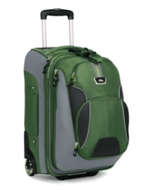 Whatever travel throws your way, always carry on with the 3-in-1 convenience of this rolling backpack with removable daypack. A spacious main compartment with book-style opening reveals clothing hold-down straps and other organizational features. A removable front day pack with zippered accessory pocket, MP3 player headphone port and back strap increases your mobility when you're on the go. Lifetime limited warranty. Whatever travel throws your way, always carry on with the 3-in-1 convenience of this rolling backpack with removable daypack. A spacious main compartment with book-style opening reveals clothing hold-down straps and other organizational features. A removable front day pack with zippered accessory pocket, MP3 player headphone port and back strap increases your mobility when you're on the go. Lifetime limited warranty.
