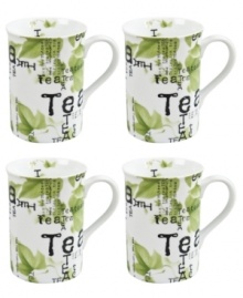 Make time for tea with Konitz mugs. White porcelain sprinkled with leaves inside and out is easy to clean, easy to heat and a perfect way to enjoy a proper cafe cup at home. Make time for tea with Konitz mugs. White porcelain sprinkled with leaves inside and out is easy to clean, easy to heat and a perfect way to enjoy a proper cafe cup at home.
