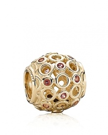 A Celtic-inspired charm in 14K gold with pink topaz bezel-set stone accents from PANDORA.