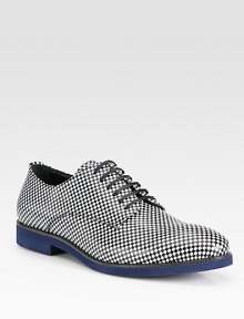 Vibrant check pattern and contrasting sole lends a cool, contemporary feel to a classic lace-up style.Leather upperLeather liningPadded insoleRubber soleMade in Italy