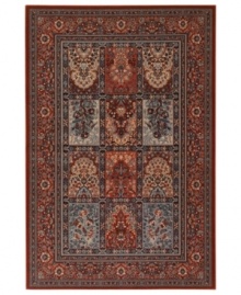 Intricate designs of traditional flora and fauna are woven in vibrant burgundy, dark blue and more in this Timeless Treasures area rug from Couristan, offering a perfect transitional statement-maker. Crafted of pure New Zealand wool for long-lasting strength and beauty.