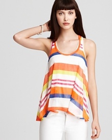 Color-soaked stripes embolden this Vintage Havana tank, cut in a flared silhouette for swingy movement.