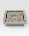 EXCLUSIVELY AT SAKS. Lustrous, sandcast aluminum adds a stunning touch to a traditional napkin box. A star weight holds cocktail napkins at bay, making it the ideal accompaniment to an outdoor gathering. Includes a set of cocktail napkins Recycled sandcast aluminum Hand wash 5¾W X 1½H X 5¾D Imported 