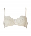 Channel vintage-inspired romance in this ultra-luxe lacy bra from La Perla - Soft lace-detailed cups, lace-up front, adjustable wide set straps, front bow details, back hook and eye closure - Perfect under virtually any outfit or paired with matching panties for stylish lounging