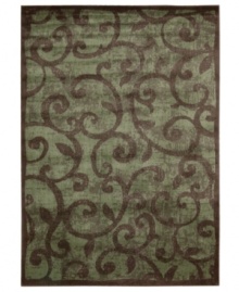 Retreat to a comfortable new space. This distinctive rug offers a slightly worn look, graced with a beautiful vinery pattern in varying shades of brown and black. Created from a durable blend of polypropylene and acrylic, the Expressions rug is designed to retain its color and luxuriously dense weave for years to come. Retreat to a comfortable new space. This distinctive rug offers a slightly worn look, graced with a beautiful vinery pattern in varying shades of brown and black. Created from a durable blend of polypropylene and acrylic, the Expressions rug is designed to retain its color and luxuriously dense weave for years to come.