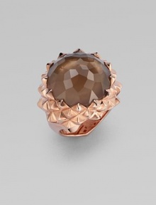 From the Superstud Collection. A faceted dome of deeply toned smoky quartz is layered over mother-of-pearl, creating richness and depth in this striking ring with a spiky zigzag setting.Smoky quartz and white mother-of-pearlRose goldplated sterling silverDiameter, about 1Imported