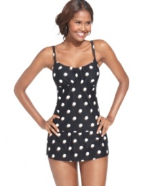 A polka dot print adds a cheerful graphic appeal to this Coco Reef tankini top -- available in bra sizes for a fabulous fit! A polka dot print adds a cheerful graphic appeal to this Coco Reef tankini top -- available in bra sizes for a fabulous fit!
