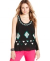 Colorful sequins bring art-deco-inspired style to this airy tank top from Belle Du Jour!