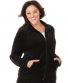 Lounge in the lush comfort of On Que's velour plus size jacket-- make it a suit with the matching pants. (Clearance)