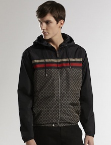 Versatile nylon jacket with attached hood, defined by signature Diamante and web details.Zip frontAttached drawstring hoodAbout 26 from shoulder to hemPolyamideDry cleanMade in Italy Versatile nylon jacket with attached hood, defined by signature Diamante and web details.Zip frontAttached drawstring hoodAbout 26 from shoulder to hemPolyamideDry cleanMade in Italy