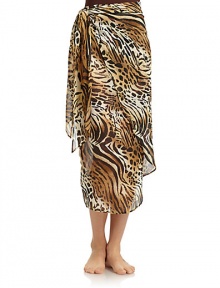 THE LOOKAllover leopard printSelf-tieSemi sheerTHE FIT34W X 63LTHE MATERIALPolyesterCARE & ORIGINHand washImported THE LOOKAllover leopard printSelf-tieSemi sheerTHE FIT34W X 63LTHE MATERIALPolyesterCARE & ORIGINHand washImported