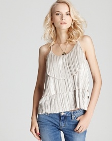 Patterson J. Kincaid Tank - Metallic Plisse Pleat Delta