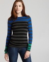 Bold stripes decorate this Bailey 44 top for lively fall style.