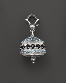 Inspired by Zen philosophy, this intricately detailed, matte sterling silver meditation bell from Paul Morelli is set with blue topaz and black spinel. Inspired by Zen philosophy, this intricately detailed, matte sterling silver meditation bell from Paul Morelli is set with blue topaz and black spinel.