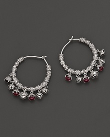 Inspired by Zen philosophy, these hoop earrings from Paul Morelli feature intricately detailed sterling silver meditation bells, set with pink rhodolite cabochons. Inspired by Zen philosophy, these hoop earrings from Paul Morelli feature intricately detailed sterling silver meditation bells, set with pink rhodolite cabochons.