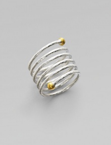 From the Spring Collection. A spiral of hammered sterling silver is richly capped with 24k yellow gold spheres.Sterling silver 24k yellow gold Imported From the Spring Collection. A spiral of hammered sterling silver is richly capped with 24k yellow gold spheres.Sterling silver 24k yellow gold Imported
