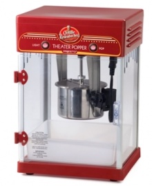 The charm of a night out at the theater in the comfort of your home. Designed just like the ones at the movies, this stainless steel popper features a lighted, transparent cabinet that makes Orville Redenbacher's flavor-rich and famous popcorn the main feature. The easy-to-use machine holds up to 24 cups of popped corn at once and dishes out up to 7 cups in mere minutes, plus innovative features guarantee tender, crisp and perfectly popped results. Model 05310. The charm of a night out at the theater in the comfort of your home. Designed just like the ones at the movies, this stainless steel popper features a lighted, transparent cabinet that makes Orville Redenbacher's flavor-rich and famous popcorn the main feature. The easy-to-use machine holds up to 24 cups of popped corn at once and dishes out up to 7 cups in mere minutes, plus innovative features guarantee tender, crisp and perfectly popped results. Model 05310.