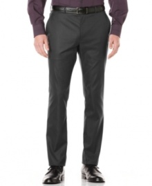 Step-up your dressy look from solid to sophisticated with these pin-striped Perry Ellis pants.