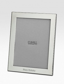 Classic and sophisticated in gleaming sterling silver. Made in SpainDIMENSION INFORMATION4 X 6 (5 X 7 overall)5 X 7 (7 X 9 overall)8 X 10 (10 X 12 overall)FOR PERSONALIZATIONSelect a quantity, then scroll down and click on PERSONALIZE & ADD TO BAG to choose and preview your personalization options. Please allow 2 weeks for delivery.