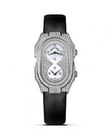 This classic cocktail watch from Philip Stein boasts a diamond pavé case and dual time zone functionality. This classic cocktail watch from Philip Stein boasts a diamond pavé case and dual time zone functionality.