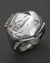 Ippolita Wicked Black Rhodium Sterling Silver Large Stone Ring in Clear Quartz with Diamonds