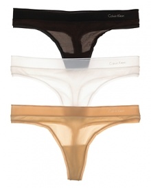 A lightweight thong with signature logo detail at hip from Calvin Klein.