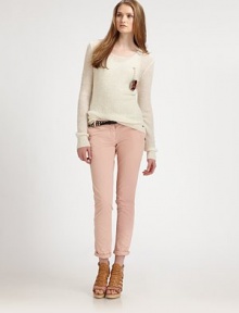 Crisp Pima cotton in a classic chino style updated with a chic studded belt at the waist.Button-front waistBelt loopsZip-flySlash pocketsBack welt pocketsInseam, about 8Rise, about 27CottonMachine washImportedModel shown is 5'10 (177cm) wearing US size 2. Crisp Pima cotton in a classic chino style updated with a chic studded belt at the waist.Button-front waistBelt loopsZip-flySlash pocketsBack welt pocketsInseam, about 8Rise, about 27CottonMachine washImportedModel shown is 5'10 (177cm) wearing US size 2.