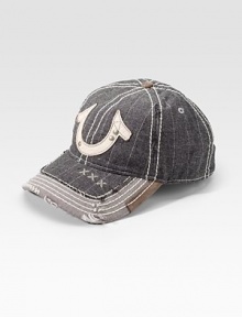 A studded horseshoe is at the center of this pinstriped hat made of a soft linen blend. 55% linen/45% cottonHand washImported A studded horseshoe is at the center of this pinstriped hat made of a soft linen blend. 55% linen/45% cottonHand washImported