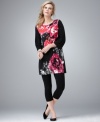 Simply sensational: Style&co.'s rhinestone-studded floral print tunic adds a romantic touch to your look!