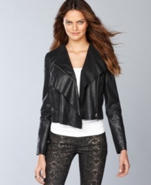 Punctuate your style with this cropped, draped jacket from INC. Punctuate your style with this cropped, draped jacket from INC.
