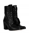 Edgy yet versatile with their cool mix of leather and suede, Rag & Bones lace-up Deacon boots are as practical as they are fashionable - Round toe, partially hidden lace-up front, braided round waxed laces, chocolate suede lined cuff, stacked leather heel - Hits above the ankle - Wear military-style laced right up to the top, or fold down the cuff for that effortless cool look