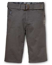 Classic cotton shorts from GUESS Kids get a stylish revamp with a fun bandana print lining and logo details. Classic cotton shorts from GUESS Kids get a stylish revamp with a fun bandana print lining and logo details.