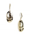 Simple design that provides style for years to come. Nine West's oval-shaped drop earrings feature a rich gold tone mixed metal setting with a textured surface. Approximate drop: 1-1/4 inches.