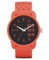 An engaging burst of color and an intriguing dial make this unisex Diesel watch a Friday night necessity.