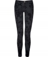 Take a luxe stance on this seasons penchant for printed pants with Current Elliotts tonal velvet floral print jeans - Classic five-pocket style, zip fly, button closure, belt loops - Form-fitting - Pair with chunky knits and flats, or dress up with feminine tops and statement heels