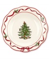 With an historic pattern starring the most cherished symbol of the season, Spode's Christmas Tree sweet tray is a festive gift to holiday homes. Featuring a scalloped edge and red ribbon border.