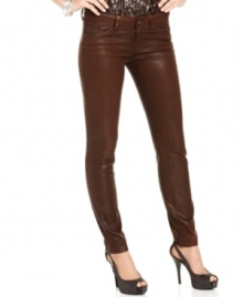 In fall's hottest fabric, these faux-leather GUESS skinny jeans are perfect for a sleek, chic look!