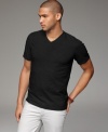 Add some versatility to your look with this basic V neck T shirt from INC International Concepts, designed in slub cotton that's even softer than it looks.