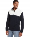 Contrast moves. Play both sides in this cool 1/4-zip sweater from Nautica.